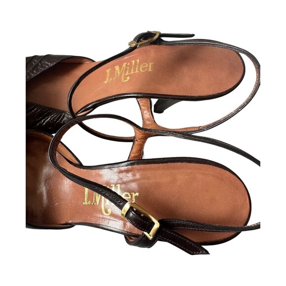 Vintage I.‎ Miller Brown Leather Rosette Heels – Size 8.5B - Picture 14 of 16